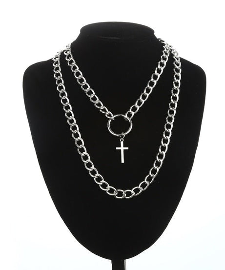 Grunge Aesthetic Cross Necklace - Necklaces