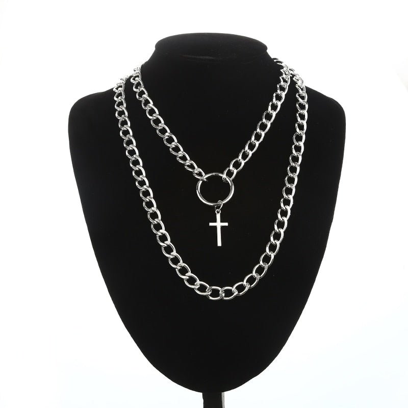 Grunge Aesthetic Cross Necklace - Necklaces