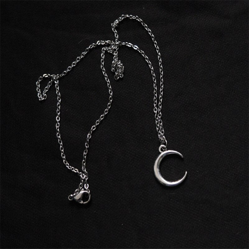 Grunge Aesthetic Moon Necklace Shoptery