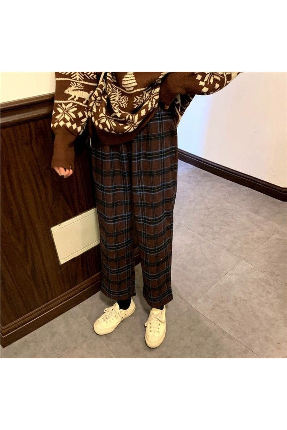 Grunge Fleece Plaid Pants - Pants