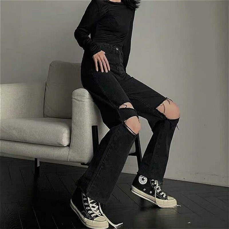 Grunge Hole Jeans - Jeans