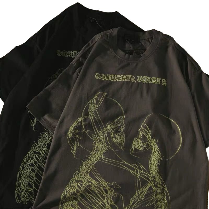 Grunge Skull Print T-Shirt - T-shirts