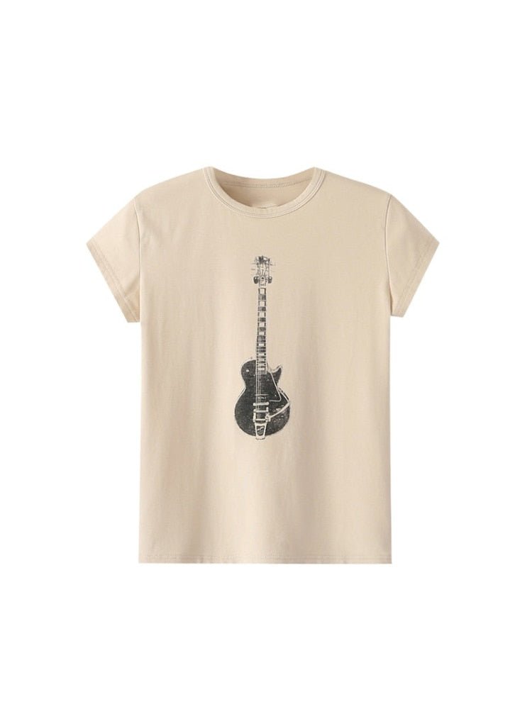 Guitar Print Casual T-shirt - T-shirts