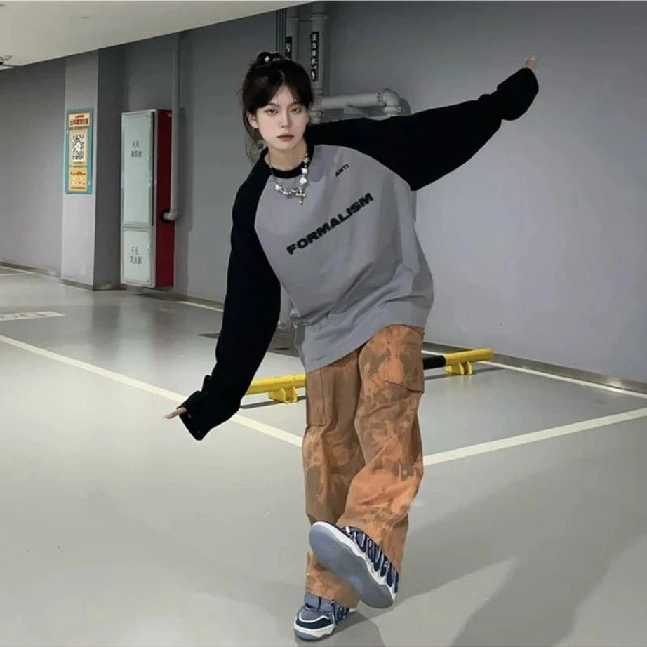 Acubi Letter Print Oversize Sweatshirt Shoptery