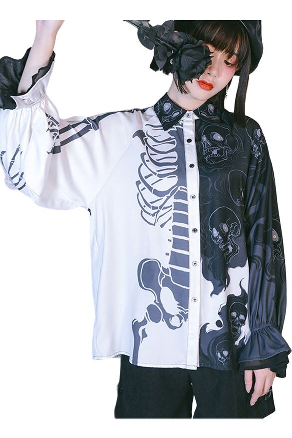 Harajuku Skull Print Shirt - Shirts