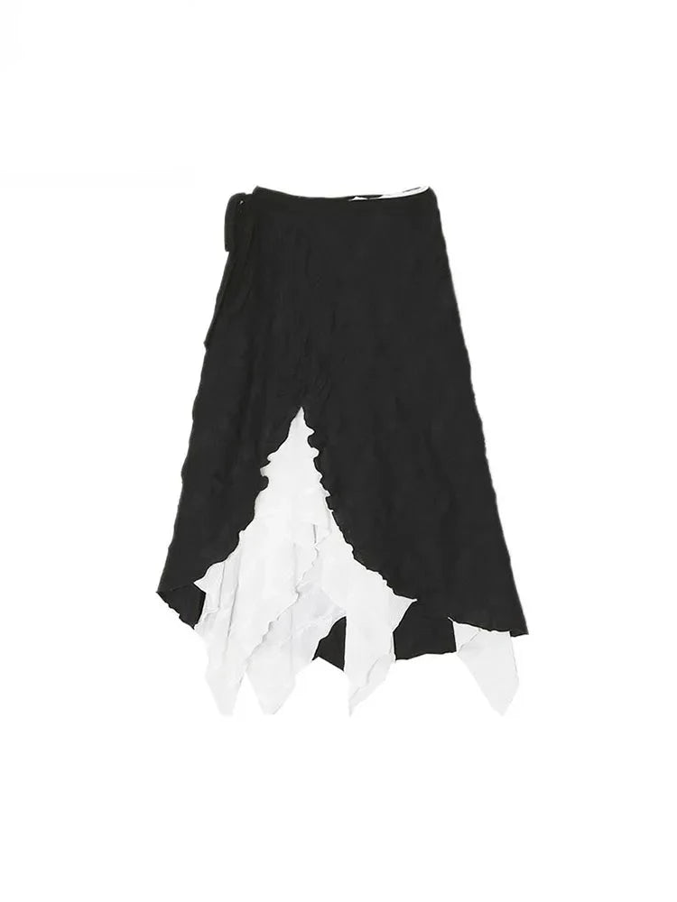 Harajuku Y2k Spliced Midi Skirts -