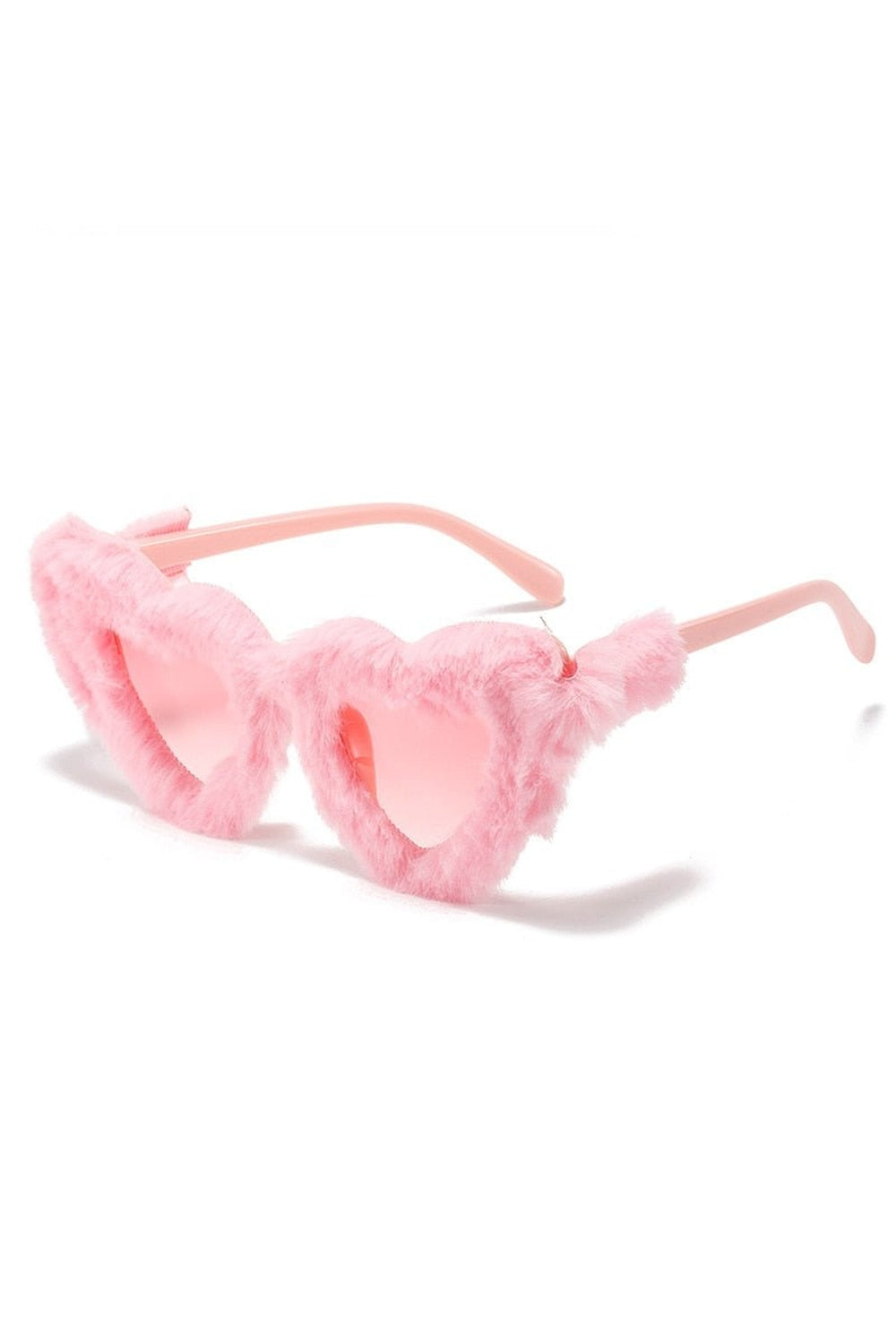 Heart-Shaped Plush Sunglasses - Sunglasses