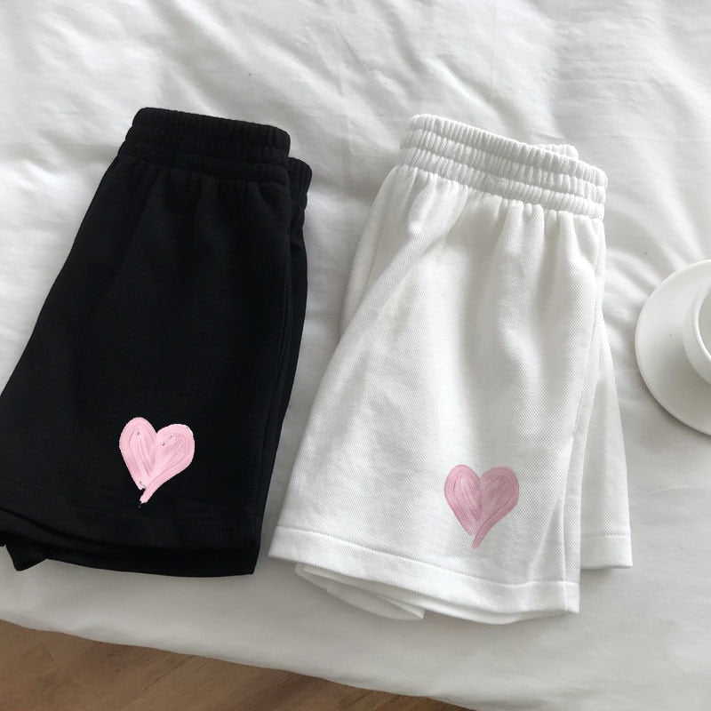 Heart-Shaped Print Shorts - Shorts