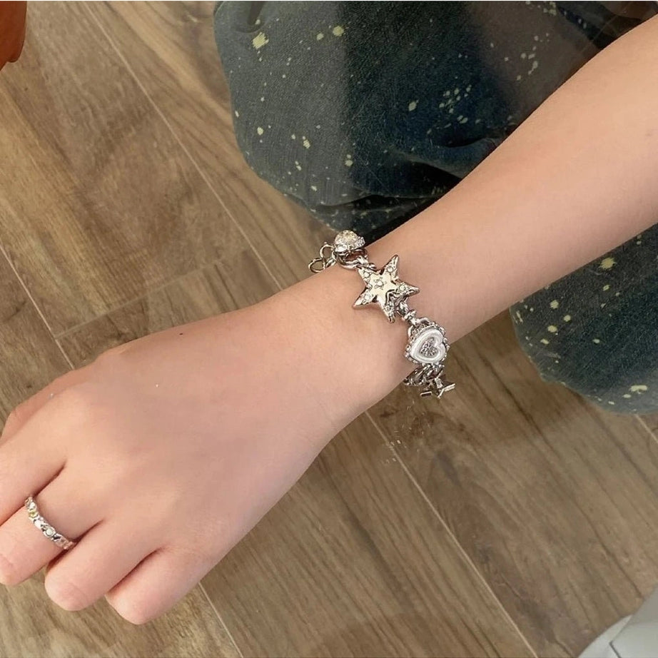 Heart Star Chain Bracelet Y2K Fairy Jewelry Shoptery