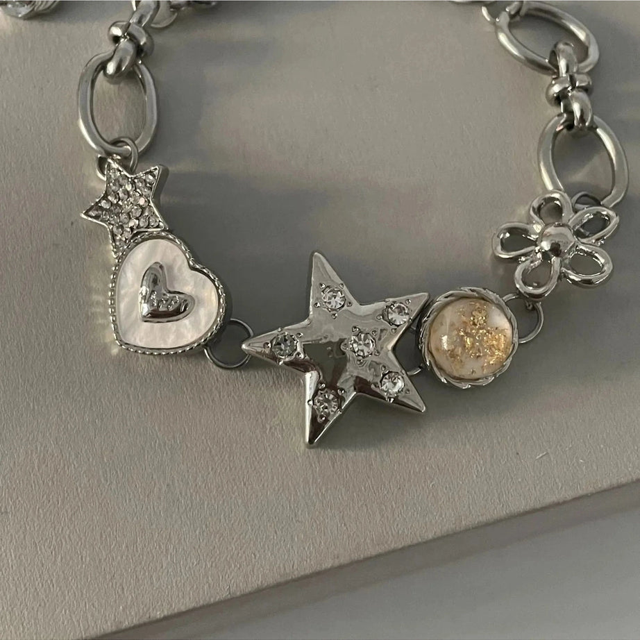 Heart Star Chain Bracelet Y2K Fairy Jewelry Shoptery