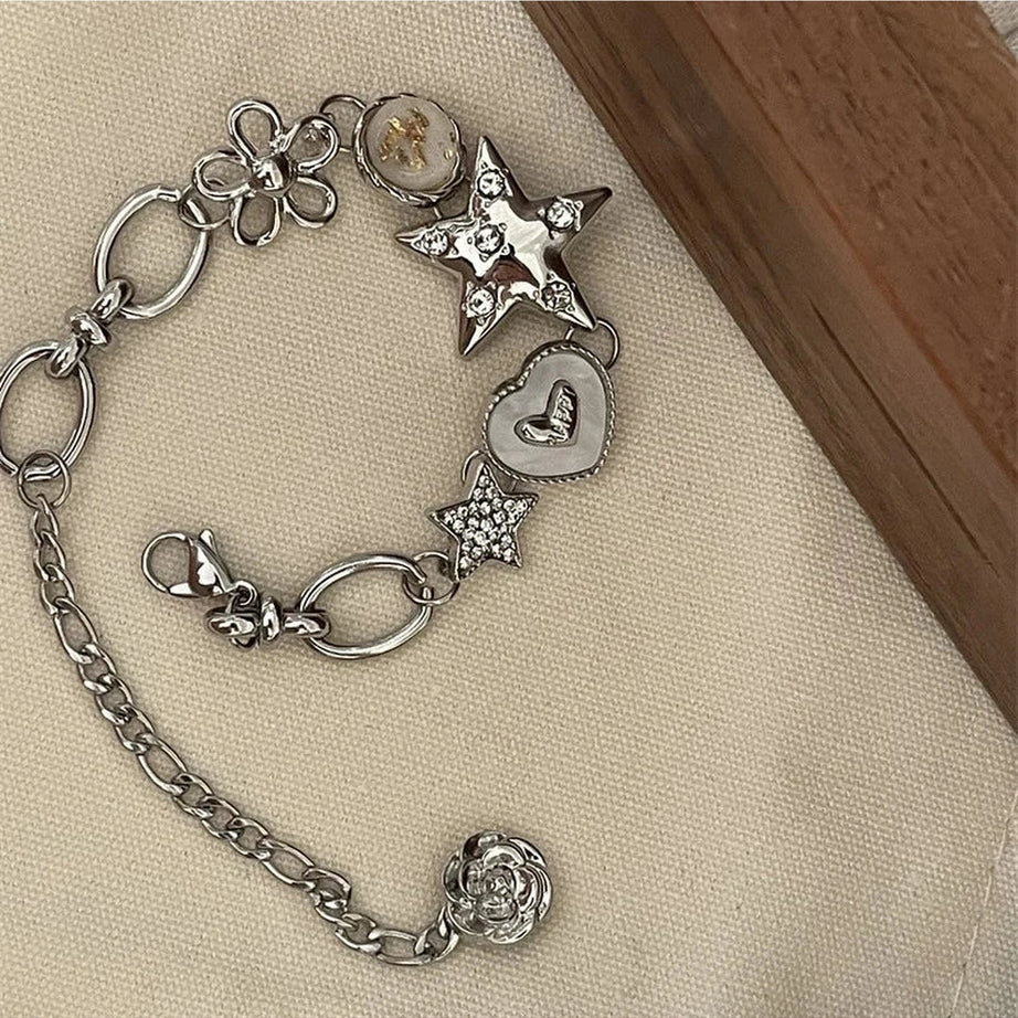 Heart Star Chain Bracelet Y2K Fairy Jewelry Shoptery