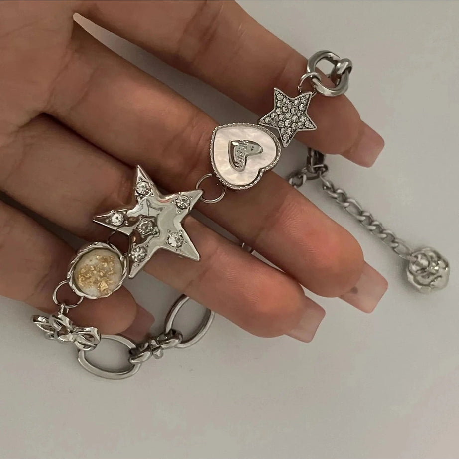 Heart Star Chain Bracelet Y2K Fairy Jewelry Shoptery