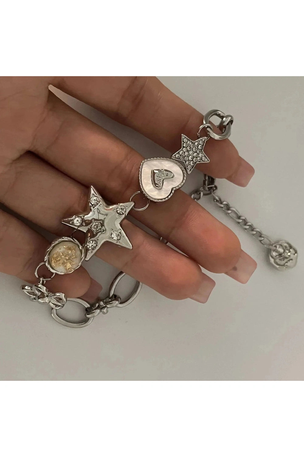 Heart Star Chain Bracelet Y2K Fairy Jewelry Shoptery