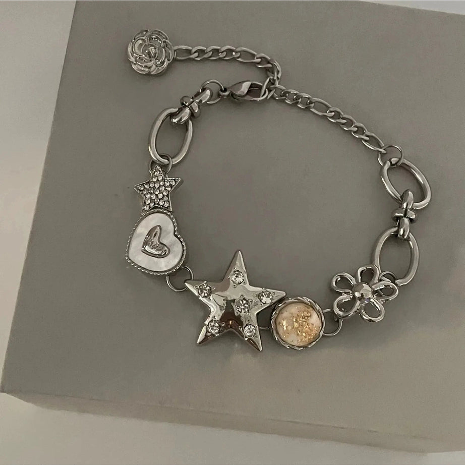 Heart Star Chain Bracelet Y2K Fairy Jewelry A Shoptery