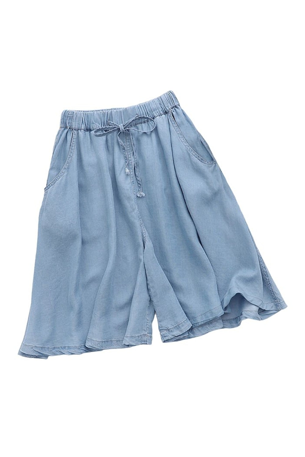 High Waist Blue Shorts - Shorts