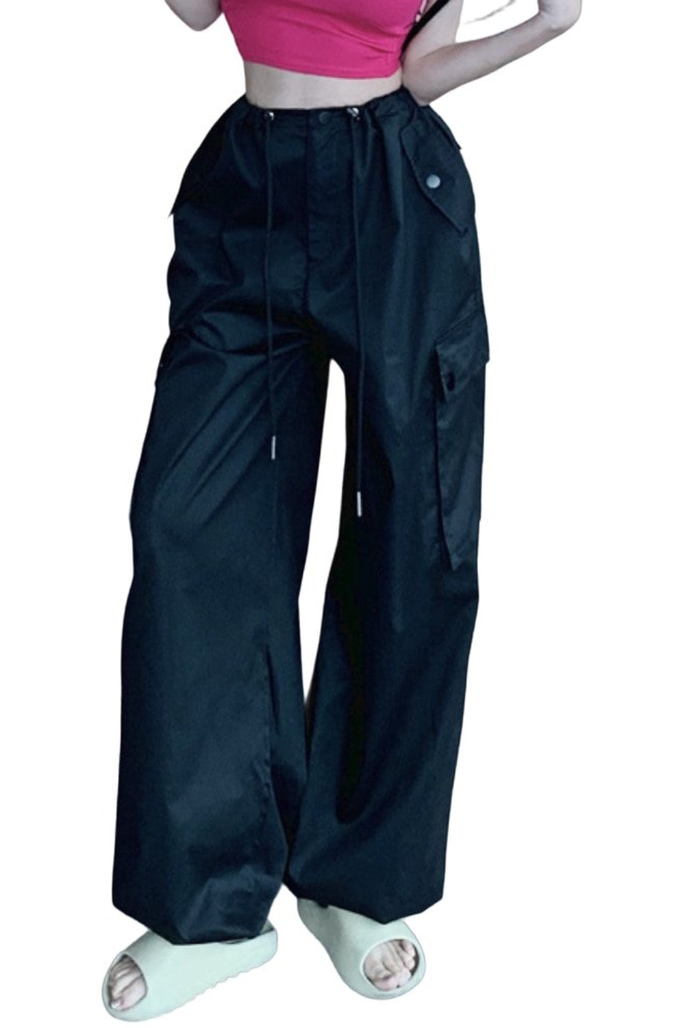 High Waist Cargo Pants - Pants