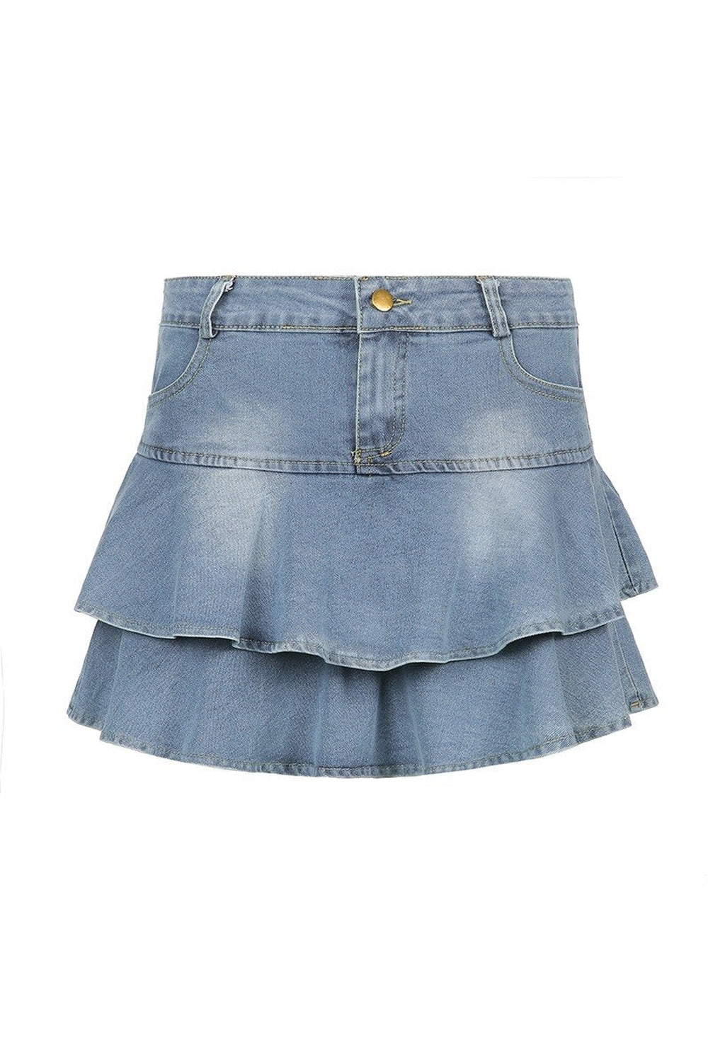 High Waist Denim Skirt Shorts - Skirts