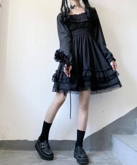 High Waist Gothic Dress - Dresses