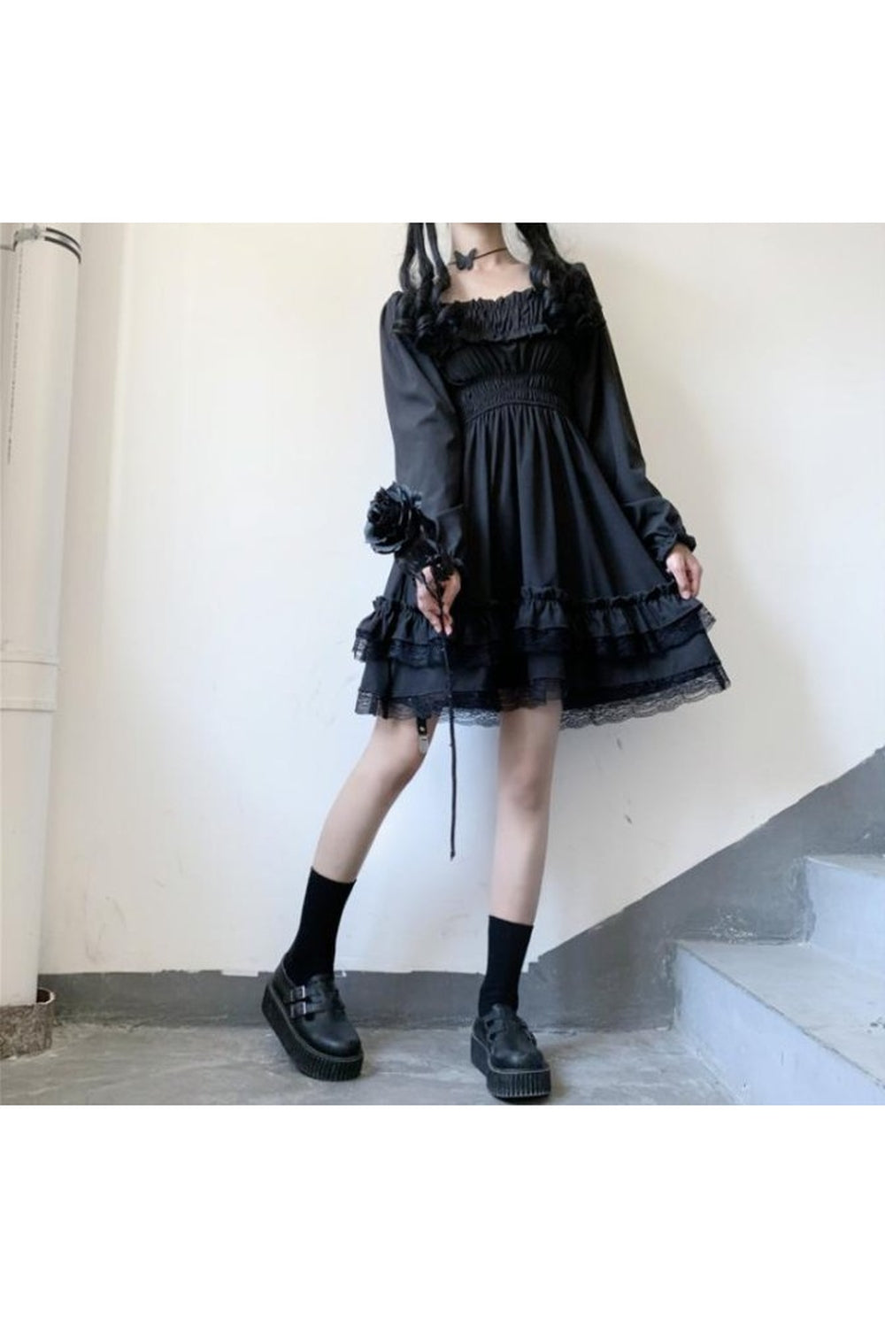 High Waist Gothic Dress - Dresses