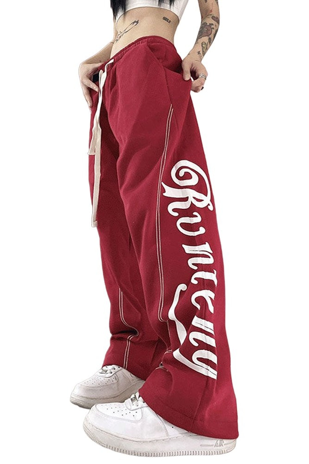 High Waist Letter Print Sweatpants - Sweatpants