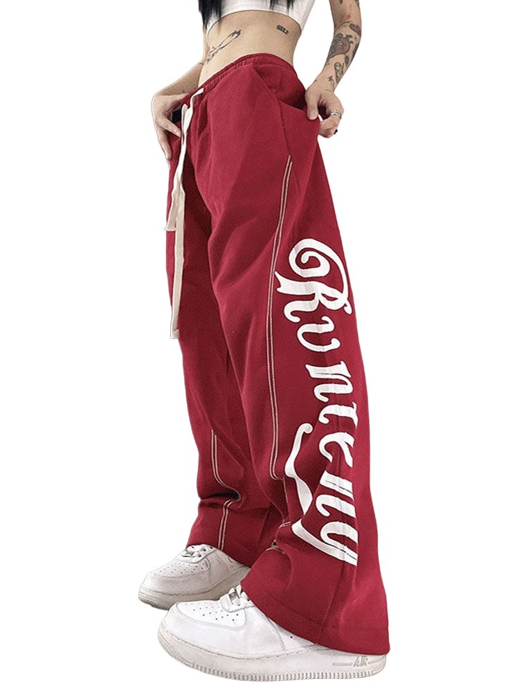 High Waist Letter Print Sweatpants - Sweatpants