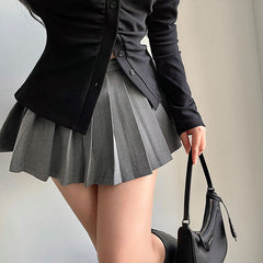 High Waist Pleated Tennis Skirt Gray Shoptery