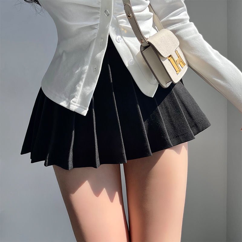High Waist Pleated Tennis Skirt Black Shoptery