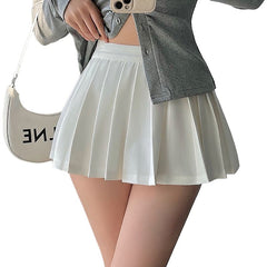 High Waist Pleated Tennis Skirt White Shoptery