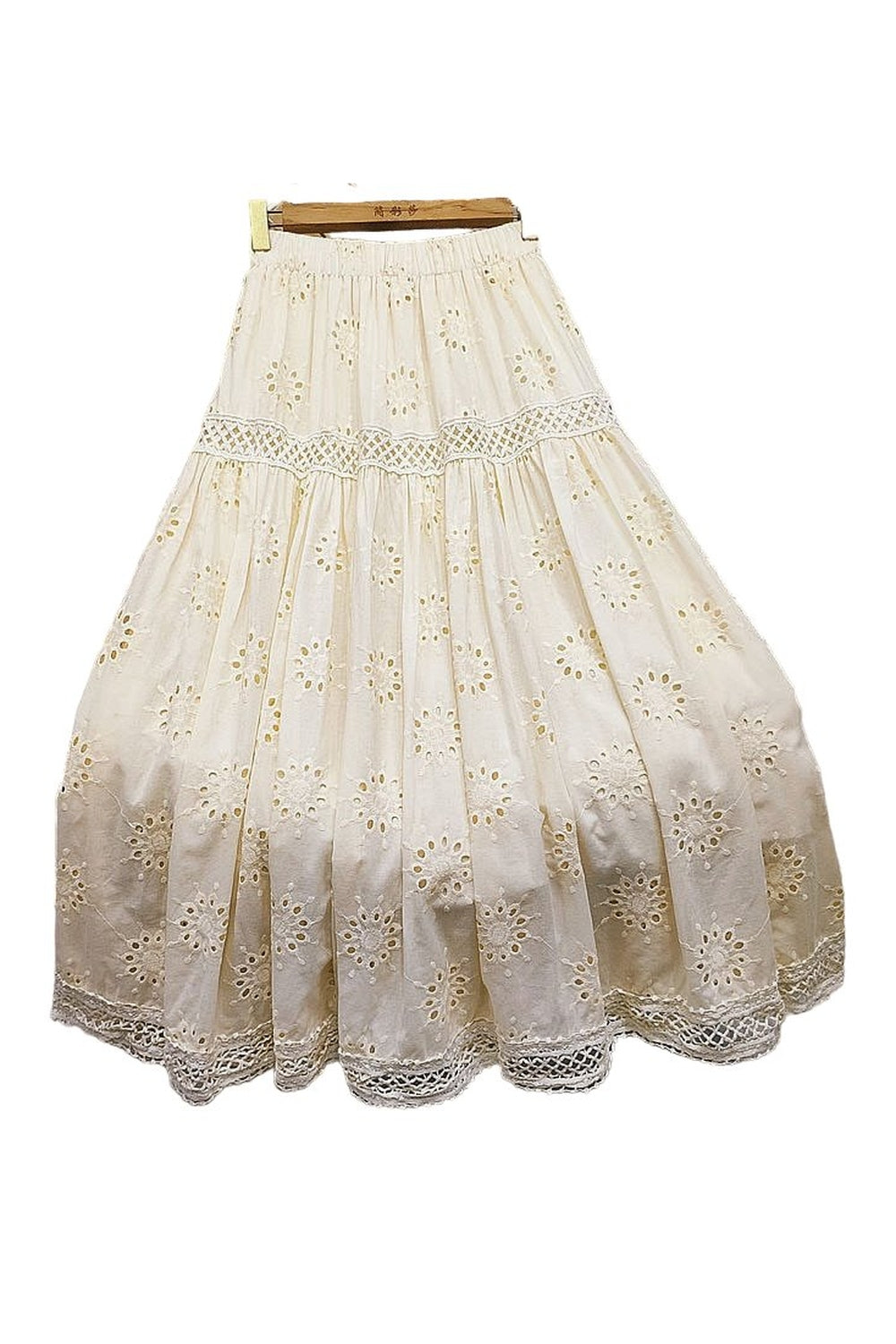 Hollowed-out Embroidered Long Skirt - Skirts