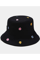 Indie Aesthetic Flower Bucket Hat Black 56-60cm Shoptery