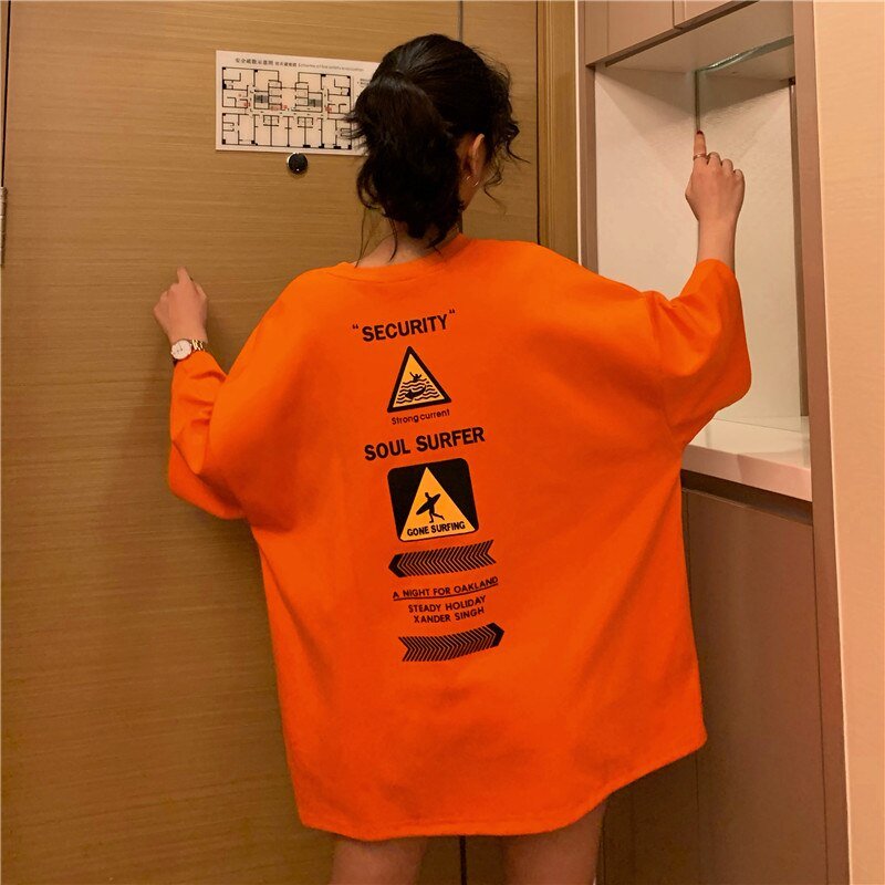Indie Aesthetic Orange oversized T-shirt - T-shirts