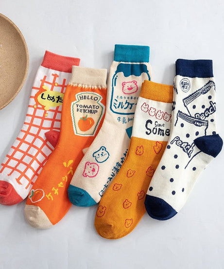 Indie Aesthetic Print Cotton Socks - Socks