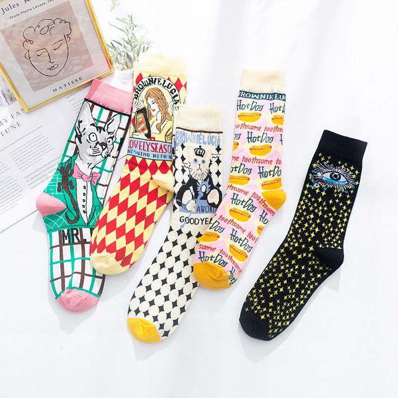 Indie Aesthetic Print Cute Socks - Socks