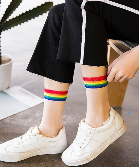 Indie Rainbow Striped transparent socks - Socks