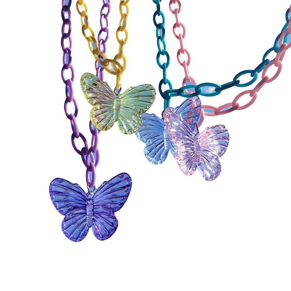 Indie Transparent Butterfly Necklace -