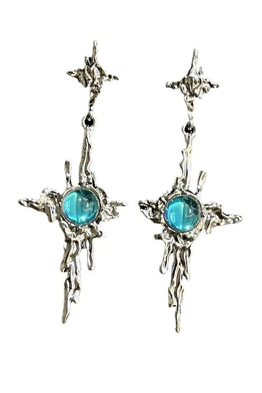 Irregular Moonstone Cross Earrings -