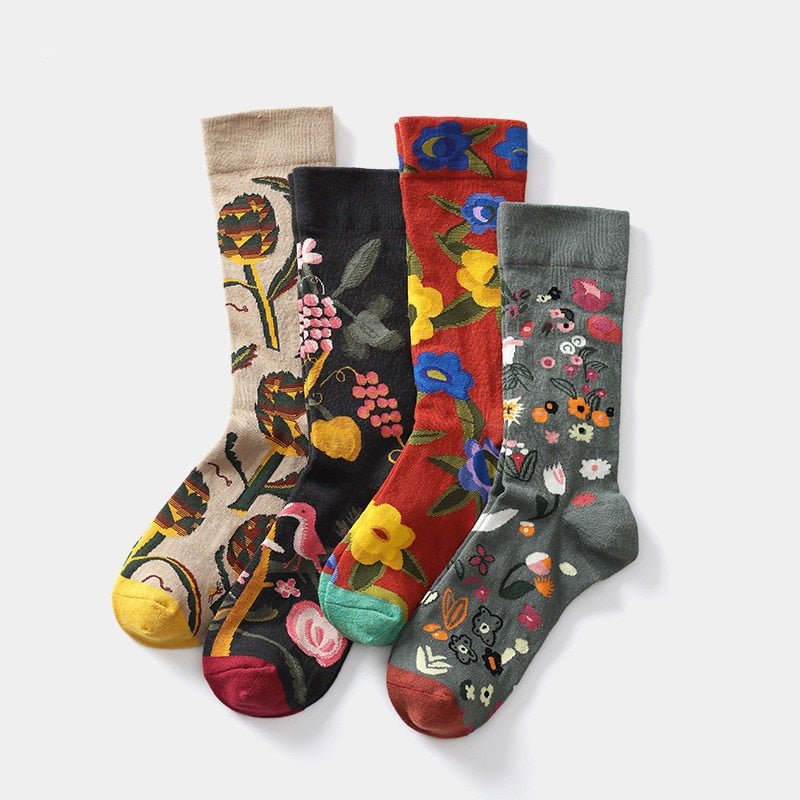 Jacquard Breathable Combed Cotton Socks - Socks