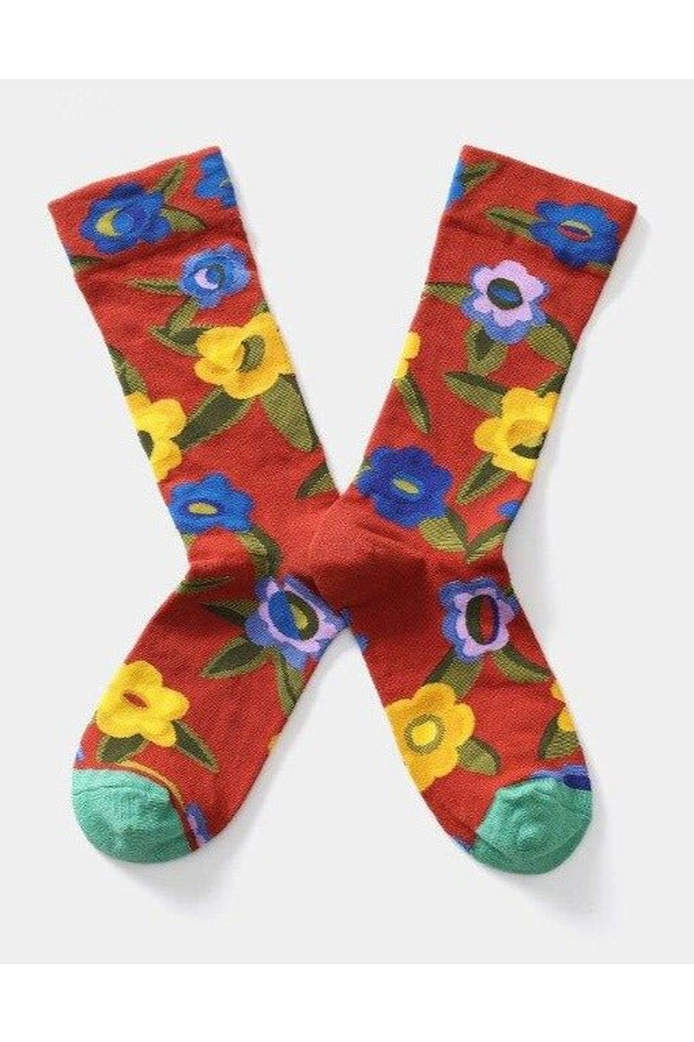 Jacquard Breathable Combed Cotton Socks Dark Red Flower One Size Shoptery