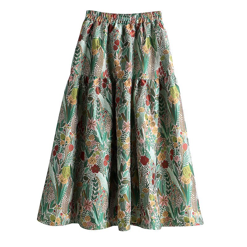Jacquard Floral Embroidery Skirt - Skirts