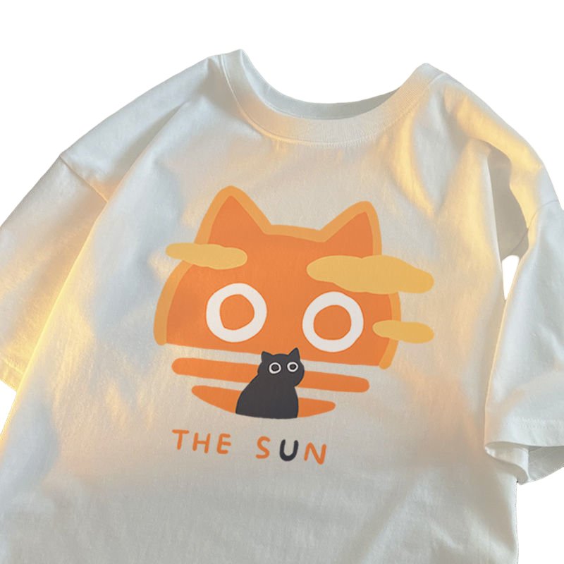 Japanese Anime Cat Cotton T-Shirt - T-shirts