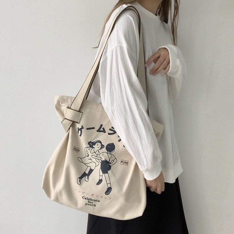Japanese Style Canvas Shopping Bag - Bags