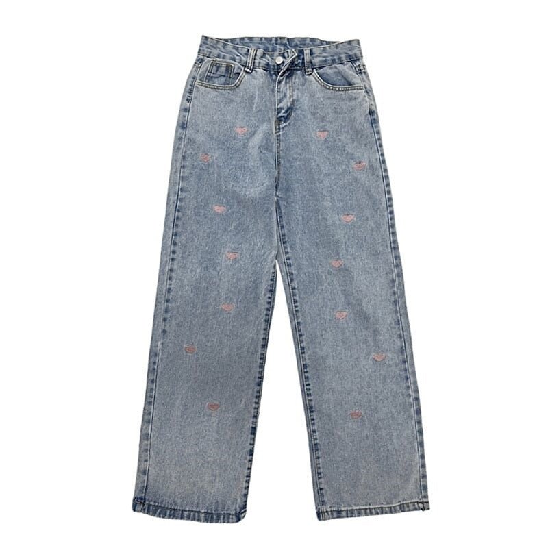 Jeans Vintage Heart Shaped Embroidery - Jeans