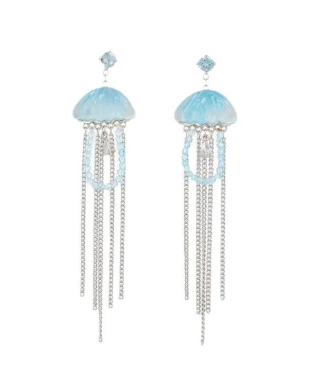 Jellyfish Zircon Tassel Earrings -