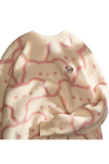 Fall Kawaii Bear Knit Sweater Pink Shoptery