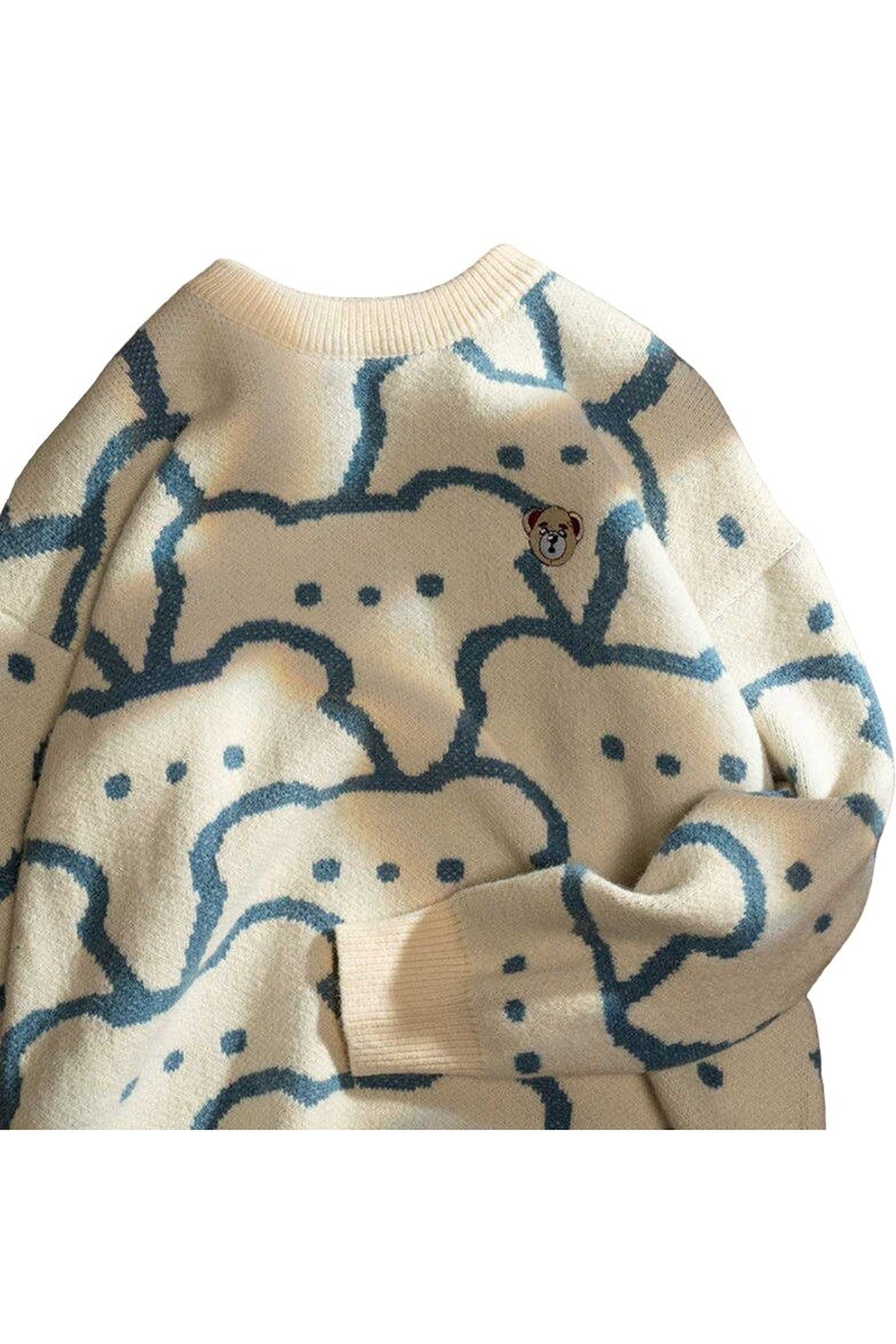 Fall Kawaii Bear Knit Sweater Blue Shoptery