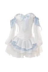 Kawaii Blue Bow Mini Dress Set Dress Shoptery