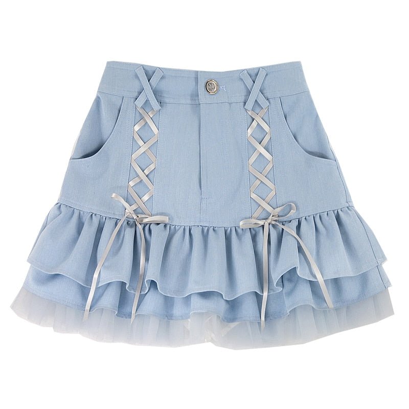 Kawaii Blue Mini Skirt - Skirts