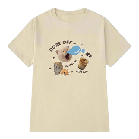 Kawaii Cat Oversized T-shirt Khaki Shoptery