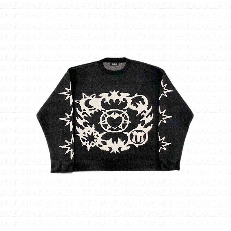 Kawaii Goth Pattern Sweater - Sweaters