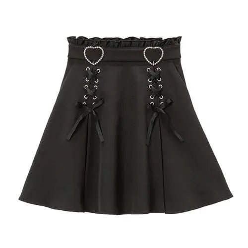 Kawaii Lace-Up Ruched Skirt -